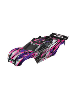 6717P Body, Rustler® 4X4 VXL, pink/ window, grille, lights decal sheet (assembled with front & rear body mounts and rear body support for clipless mounting)