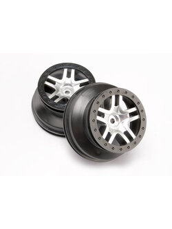 6872 Wheels, SCT Split-Spoke, satin chrome, black beadlock style, dual profile (2.2" outer, 3.0" inner) (4WD front/rear, 2WD rear only) (2)