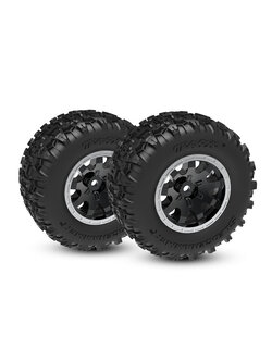 10770-STBLK Tires & wheels, assembled (black with satin beadlock wheels, dual profile (2.1" outer, 2.6" inner), Sledgehammer® tires, foam inserts)) (rear) (2)