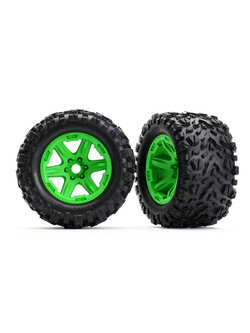 8672G Tires & wheels, assembled, glued (green wheels, Talon EXT tires, foam inserts) (2) (17mm splined) (TSM rated)