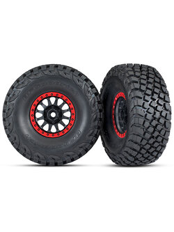 8474 Tires and wheels, assembled, glued (Method Race Wheels, black with red beadlock, BFGoodrich® Baja KR3 tires) (2)