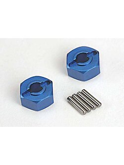 1654X Wheel hubs, hex (blue-anodized, lightweight aluminum) (2)/ axle pins(4)
