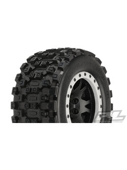 PRO-10131-13 Badlands MX43 Pro-Loc All Terrain Tires Mounted for X-MAXX Front or Rear, Mounted on Impulse Pro-Loc Black Wheels with Stone Gray Rings