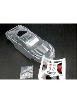 4412 Body, Nitro Rustler (clear, requires painting)/window, grill, lights decal sheet/ wing and aluminum hardware