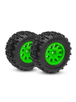 10770-GRN Tires & wheels, assembled (green wheels, dual profile (2.1" outer, 2.6" inner), Sledgehammer® tires, foam inserts)) (rear) (2)
