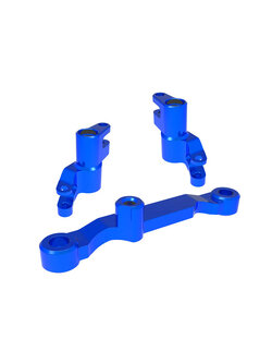 10743-BLUE Steering bellcranks, draglink (blue-anodized 6061-T6 aluminum)/ 3x13mm SS (with threadlock) (2)/ 3x12mm BCS (with threadlock) (2)/ 3x15mm BCS (with threadlock) (1)/ 5x8x2.5mm ball