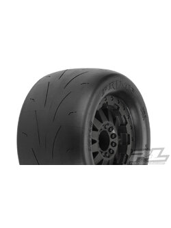 PRO-10116-15 Prime 2.8" (Traxxas Style Bead) Street Tires Mounted for Electric Stampede/Rustler Rear, Mounted on F-11 Black Rear Wheels
