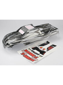 4921X Body, T-Maxx, ProGraphix (long wheelbase) (replacement for painted body. Graphics are painted- requires paint and final color application)/ window, grill, lights decal sheet