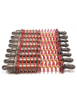 4962 Big Bore shocks (xx-long) (hard-anodized & PTFE-coated T6 aluminum) (assembled) w/ red springs, TiN shafts (8 pack)