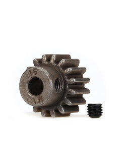 6489X Gear, 16-T pinion (1.0 metric pitch) (fits 5mm shaft)/ set screw (compatible with steel spur gears)
