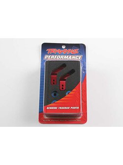 3652X Stub axle carriers, Rustler/Stampede/Bandit (2), 6061-T6 aluminum (red-anodized)/ 5x11mm ball bearings (4)