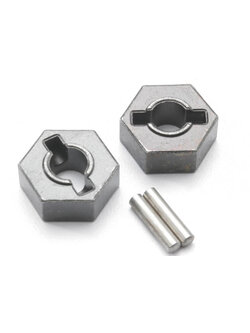 4954R Hex wheel hubs, steel (2)/ axle pins (2.5x12mm) (2)