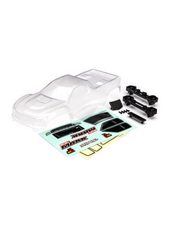 10711 Body, Mini Maxx® (clear, requires painting)/ window masks/ decal sheet (includes front & rear body latches, hardware) (for clipless mounting)
