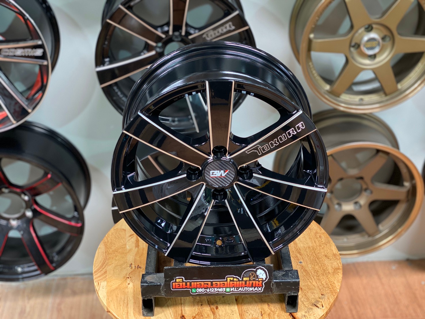 ล้อแม็กใหม่ขอบ15 Brightwheel BW-55 15 กว้าง7ออฟ35 ลานก้านใบพัดสีดำก้านกลึงเงา