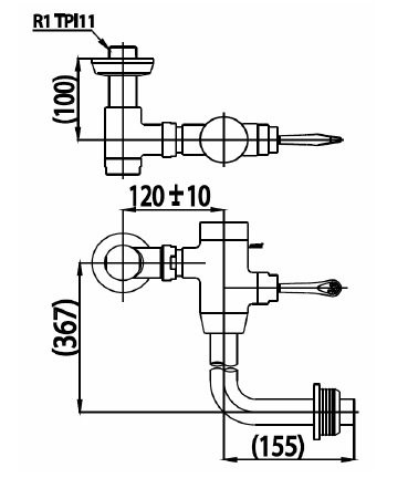COTTO CT457XNL ฟลัชวาล์วโถสุขภัณฑ์มีล็อคในตัวชนิด BACK INLET