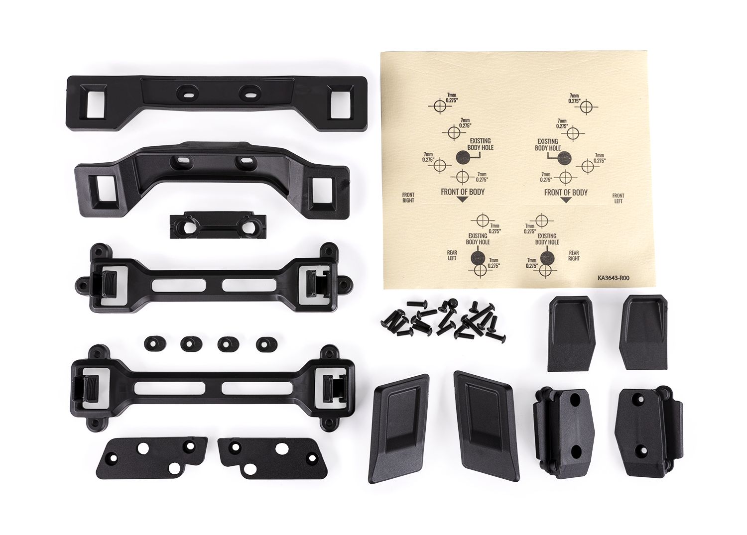6928 Body conversion kit, Slash 4X4 (includes front & rear body mounts, latches, hardware) (for clipless mounting)