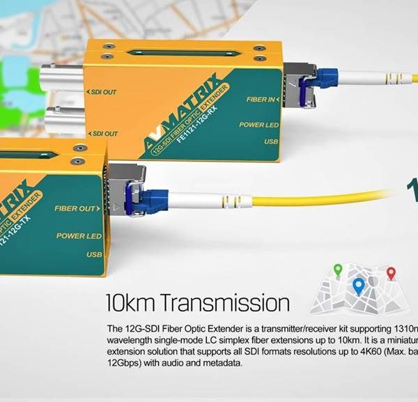 AVMatrix FE1121-12G 10km 12G-SDI Fiber Optic Extender