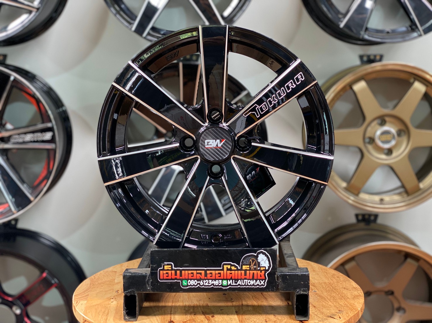 ล้อแม็กใหม่ขอบ15 Brightwheel BW-55 15 กว้าง7ออฟ35 ลานก้านใบพัดสีดำก้านกลึงเงา