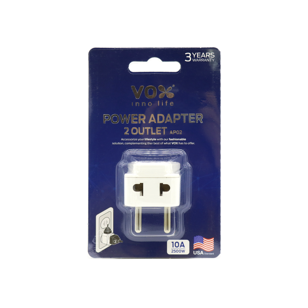 VOX Nano Universal Adaptor PA02 ปลั๊กอะแดปเตอร์ 2 ช่อง ปลั๊กขยายช่อง