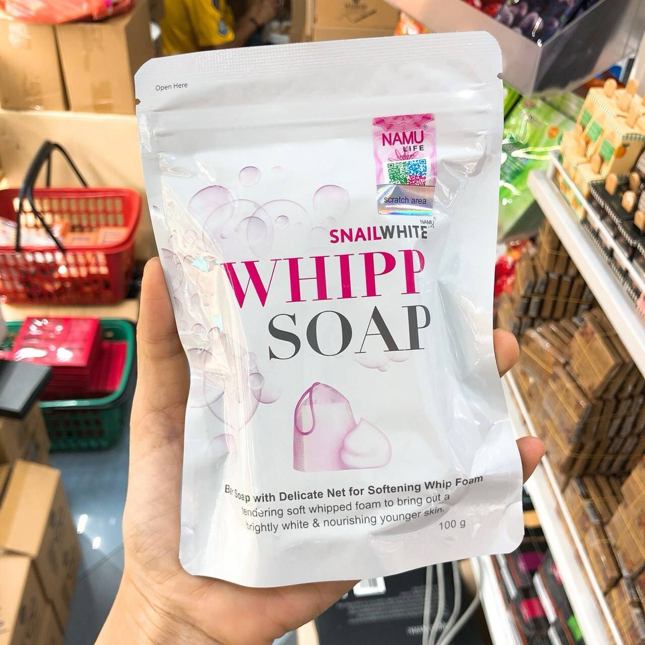 NAMU LIFE SNAILWHITE WHIPP SOAP สบู่ตาข่ายวิปโฟม สบู่วิปโฟมหอยทาก ขาว เด้ง เด็ก