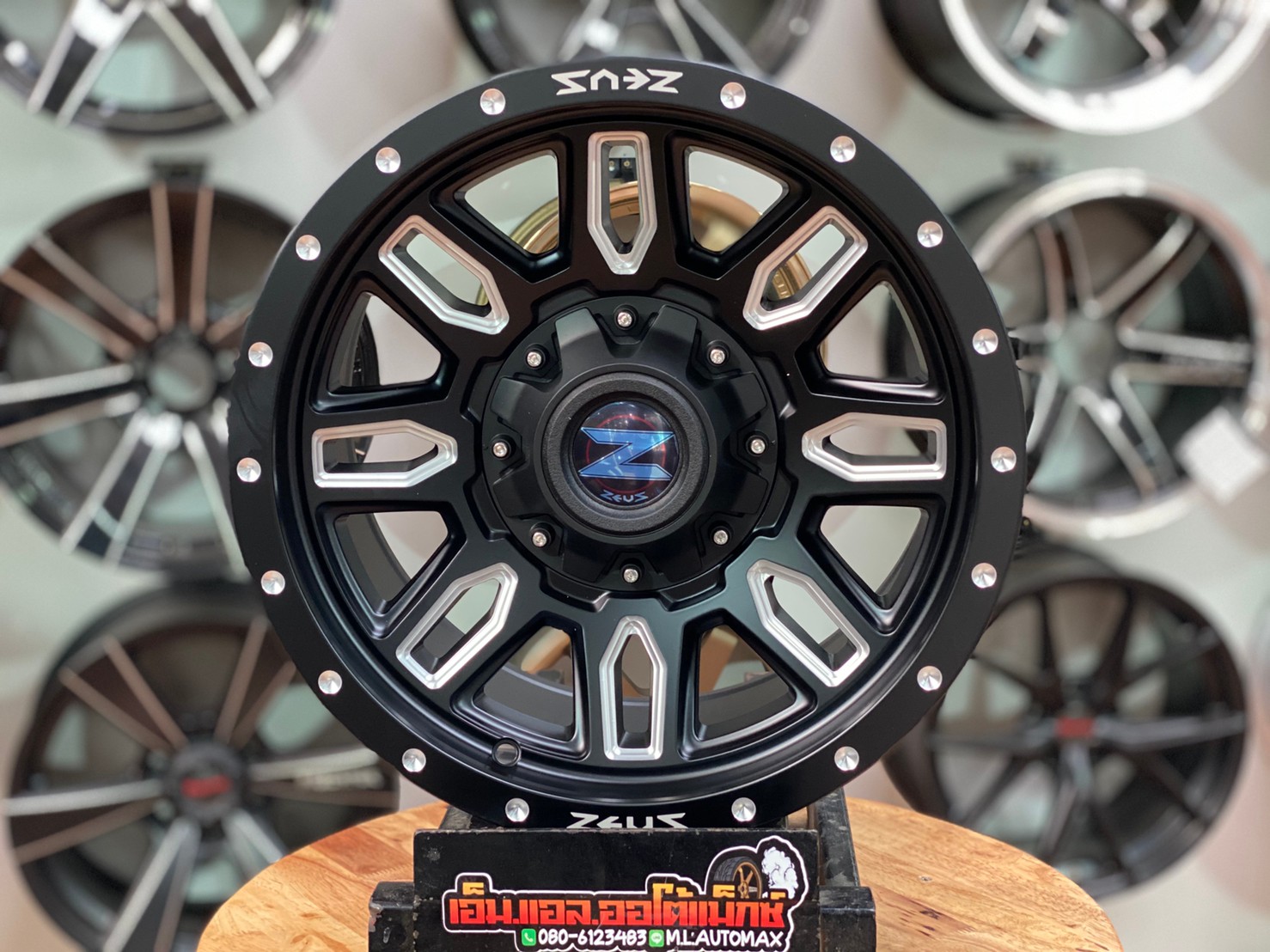 ล้อแม็กซ์ ZEUS By Lenso รุ่น ZEUS-16 ล้อขอบ16 กว้าง8.5 ออฟ0 6รู139.7 สีดำด้านมิลลิ่ง(MBWA)