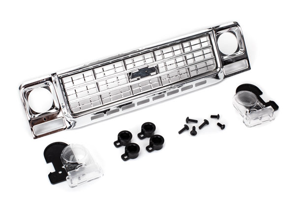 8134 Grille, Chevrolet Blazer or K10 Truck (1979)/ grille retainers (4)/ headlight housing (2)/ lens (2)/ 2.6x8 BCS (4)/ 2.5x6 BCS (2) (fits #8130 or 9212 body)