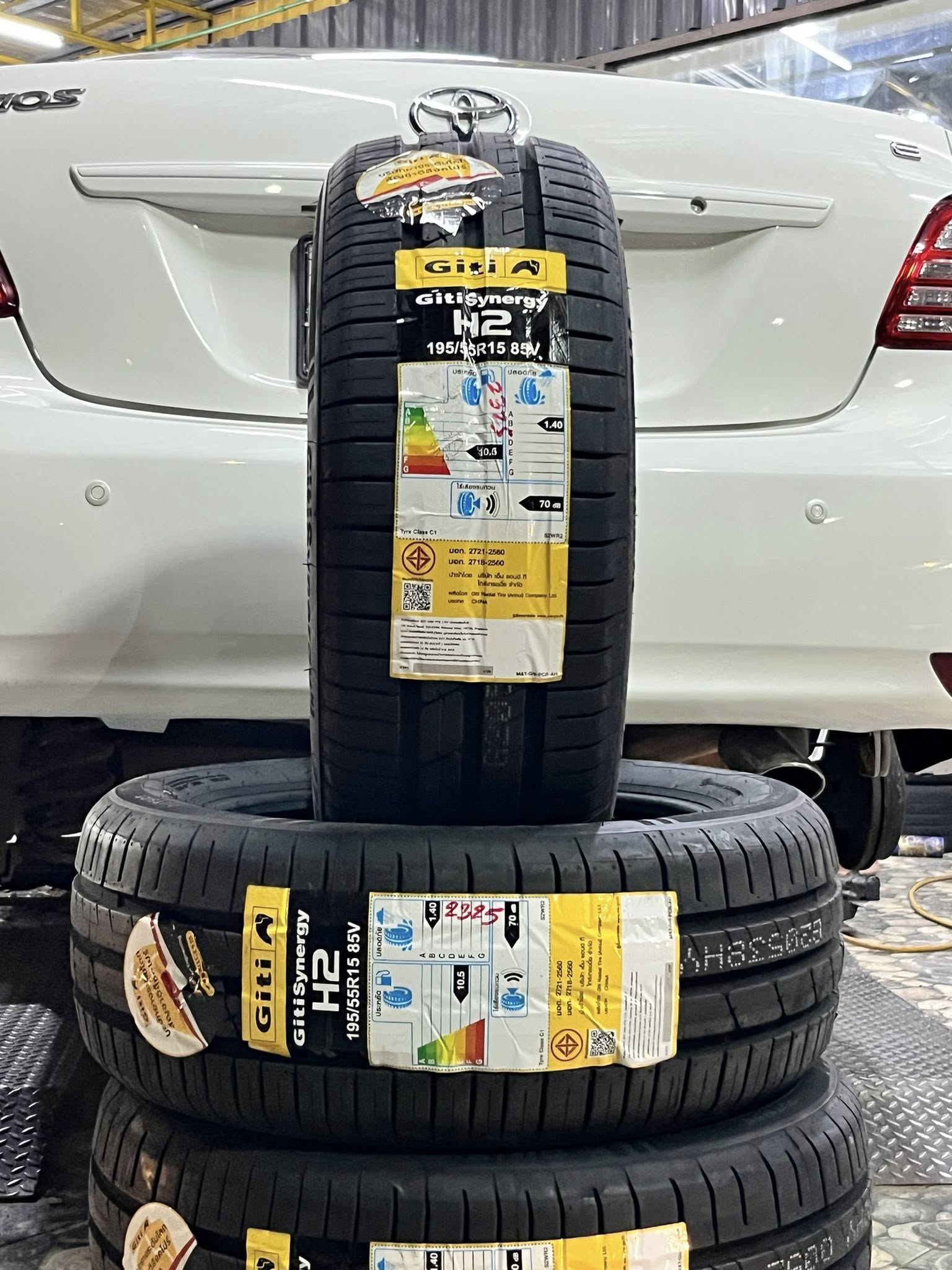 TOYOTA_VIOS🚘เปลี่ยนยาง 🛞🐘#GITI_SynergyH2_195/55R15