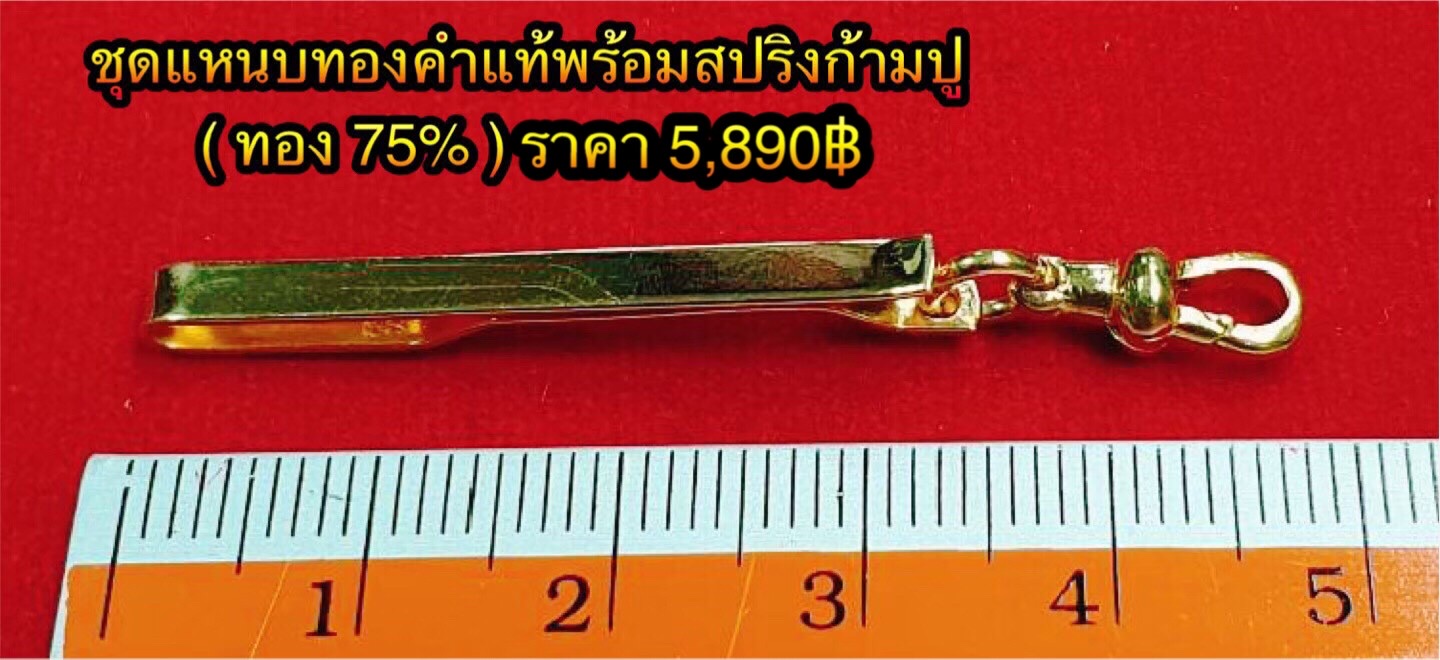 ชุดแหนบทองคำแท้พร้อมสปริงก้ามปู (ทองคำแท้ 75% )