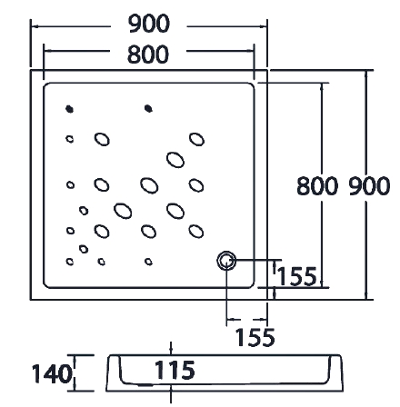COTTO ST410C(H) WH ถาดรองอาบน้ำทรงสี่เหลี่ยมจตุรัส (Hygiene)