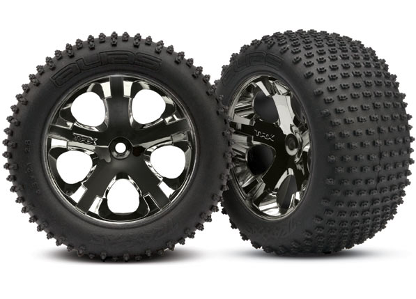 3770A Tires & wheels, assembled, glued (2.8") (All-Star black chrome wheels, Alias tires, foam inserts) (rear) (2) (TSM rated)