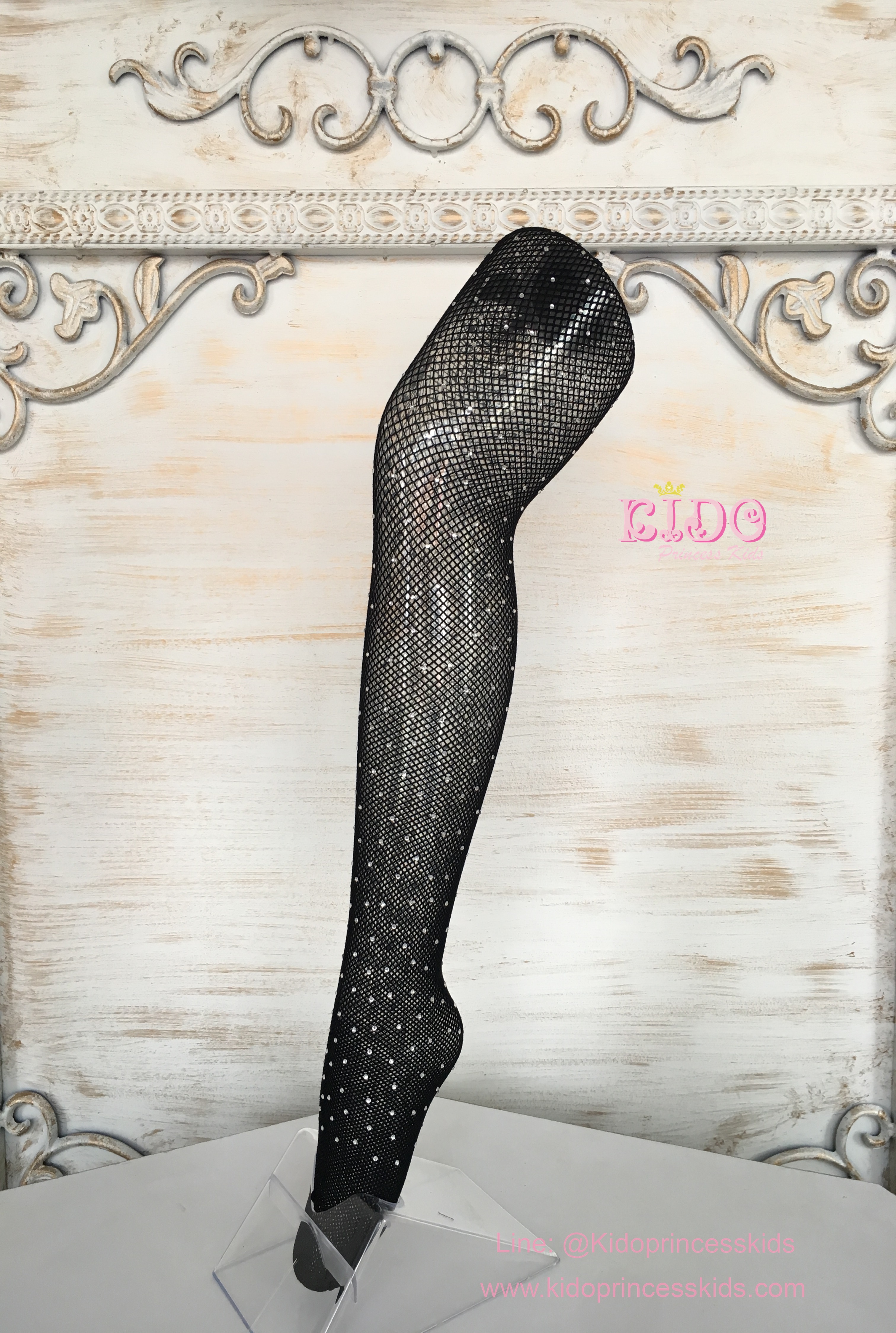 ถุงน่องตาข่ายเด็ก(หน้าร้านอยู่รัชดา)แบบไม่มีเพชร และมีเพชร L204 สีขาว สวยหรูดูแพงมาก