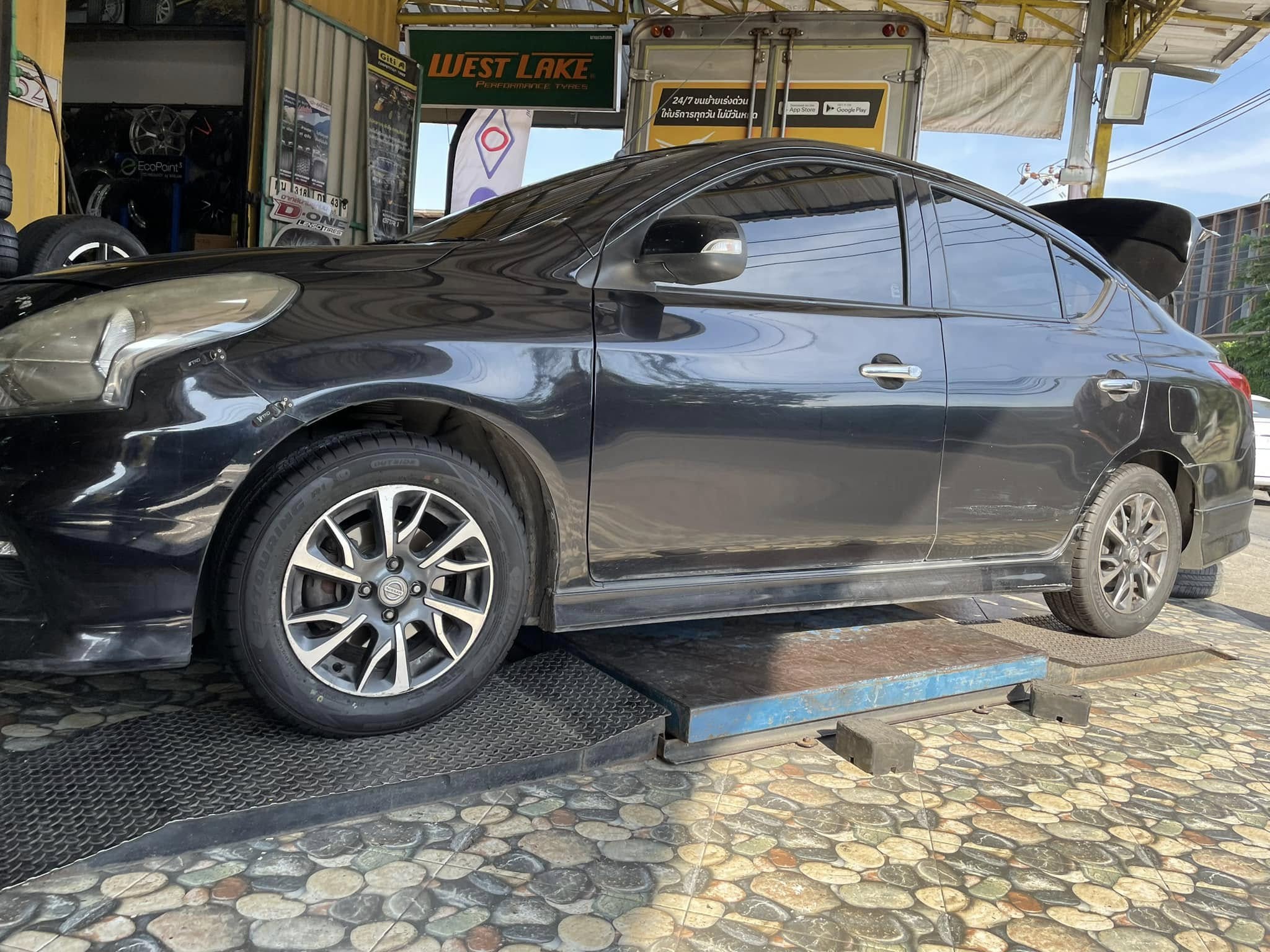 🛞❤️ #NISSAN_ALMERA 🚘เปลี่ยนยาง 🐘#DUNLOP #SP #TOURING #R1 195/60R15 ❤️ 🛞 #บริการตั้งลงศูนย์🛠