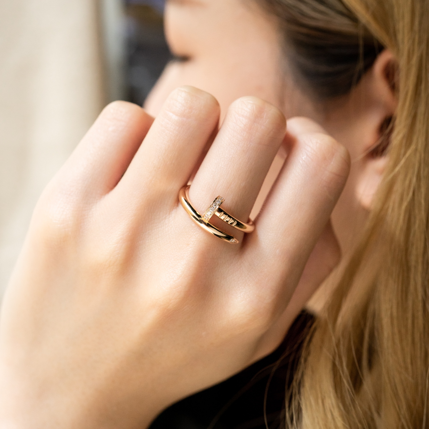 แหวน Cartier Juste Un Clou Ring with Pave Diamonds ทองชมพู18K ไซส์ 54# (Used) +กล่องและการ์ดShopไทย2021และใบเสร็จ