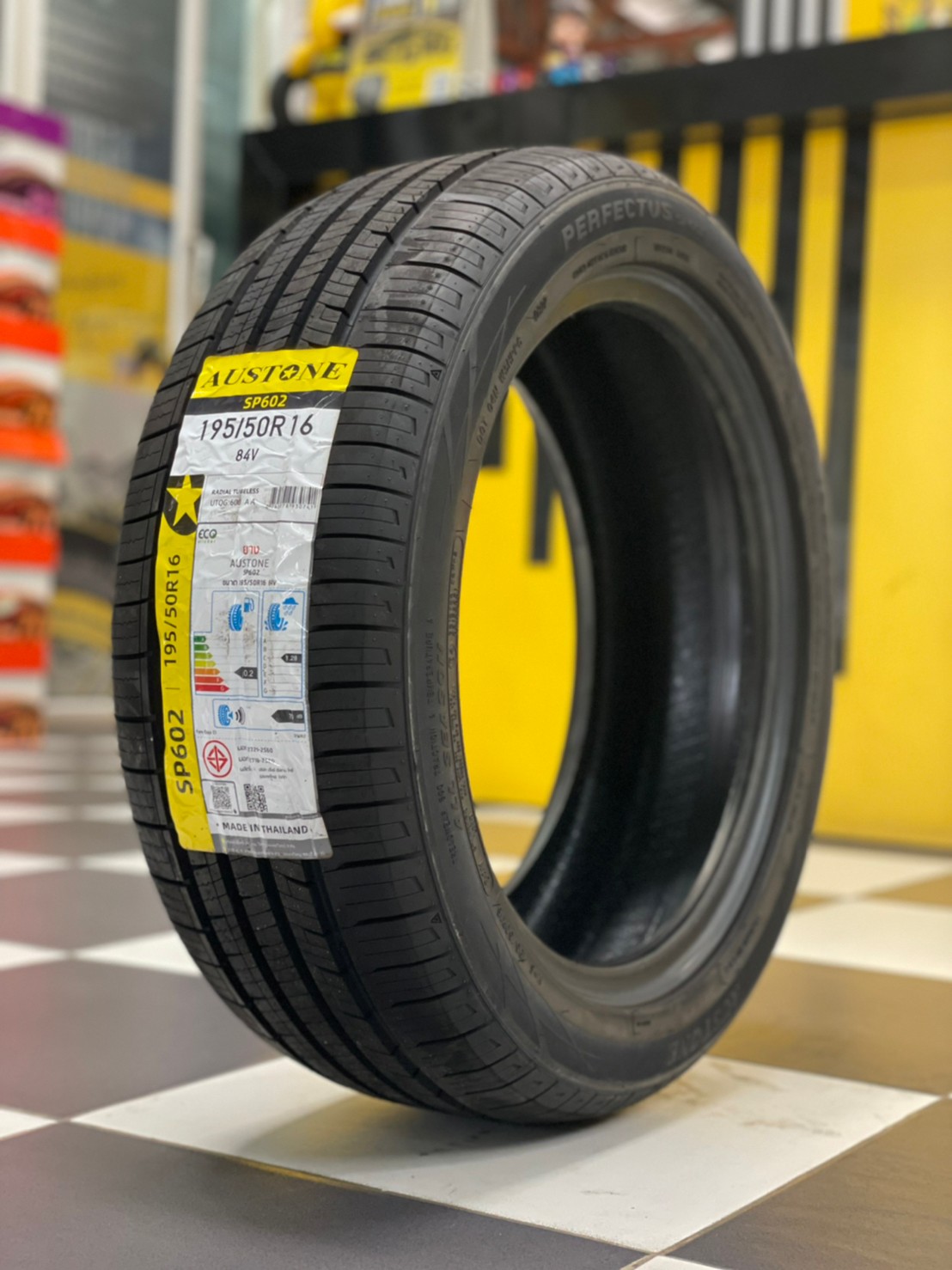 ยางใหม่AUSTONE SP602 195/50R16 ยางผลิตไทย คุ้มค่ารับประกันบาดบวมเบียดตำ365วันเคลมฟรี