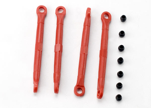 7038 Toe link, front & rear (molded composite) (red) (4)/ hollow balls (8)