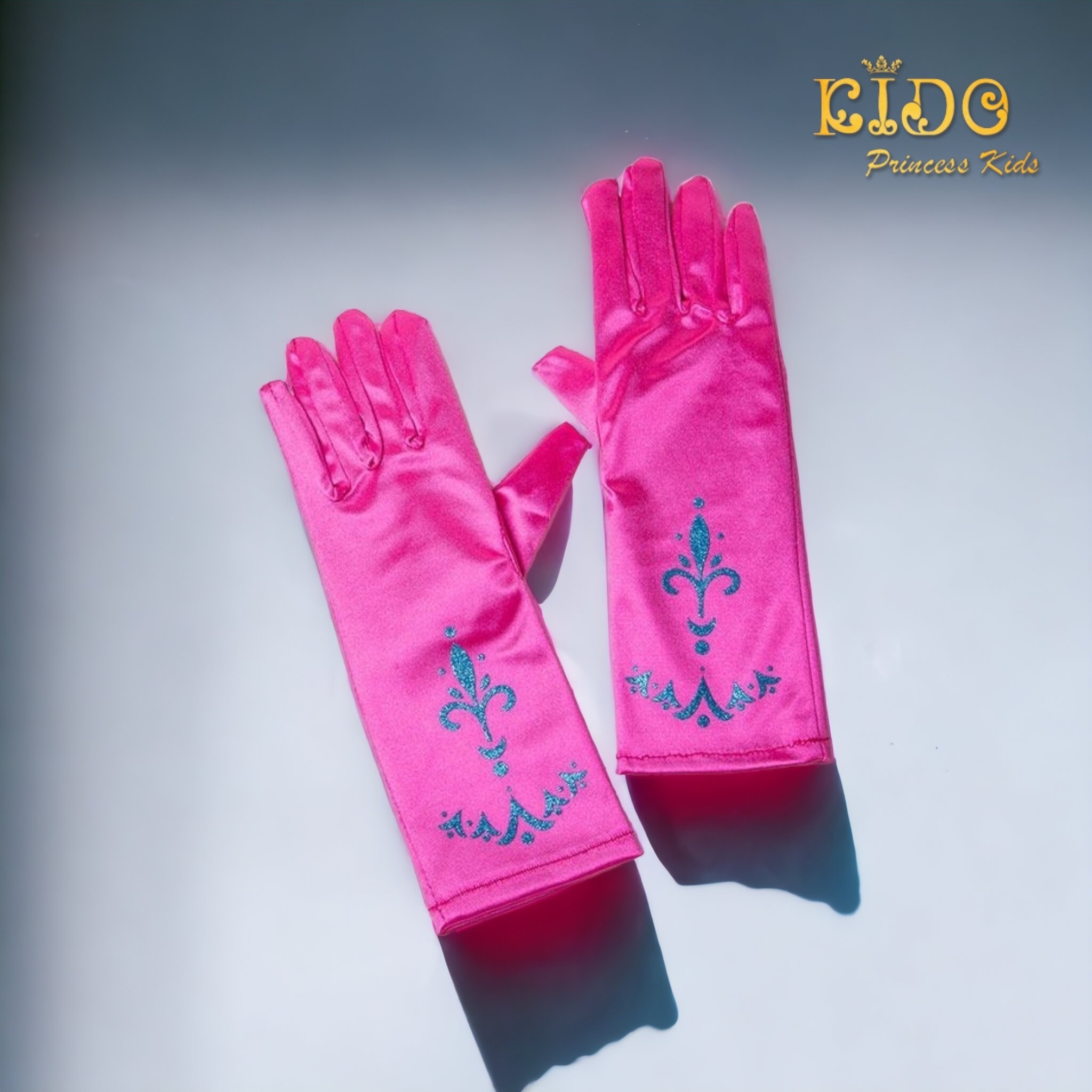 ถุงมือเด็ก(มีหน้าร้านอยู่รัชดา)GL008 สีบานเย็น ยาวมีลาย