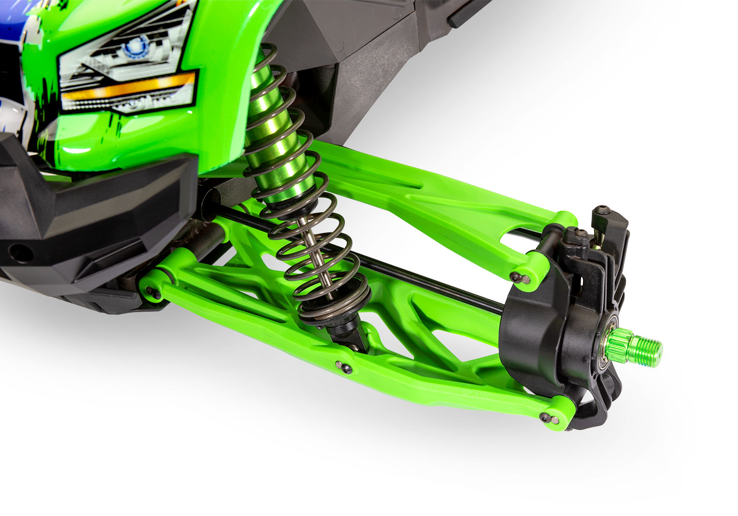 7895G Suspension kit, X-Maxx® WideMaxx®, green (includes front & rear suspension arms, front toe links, driveshafts, shock springs)