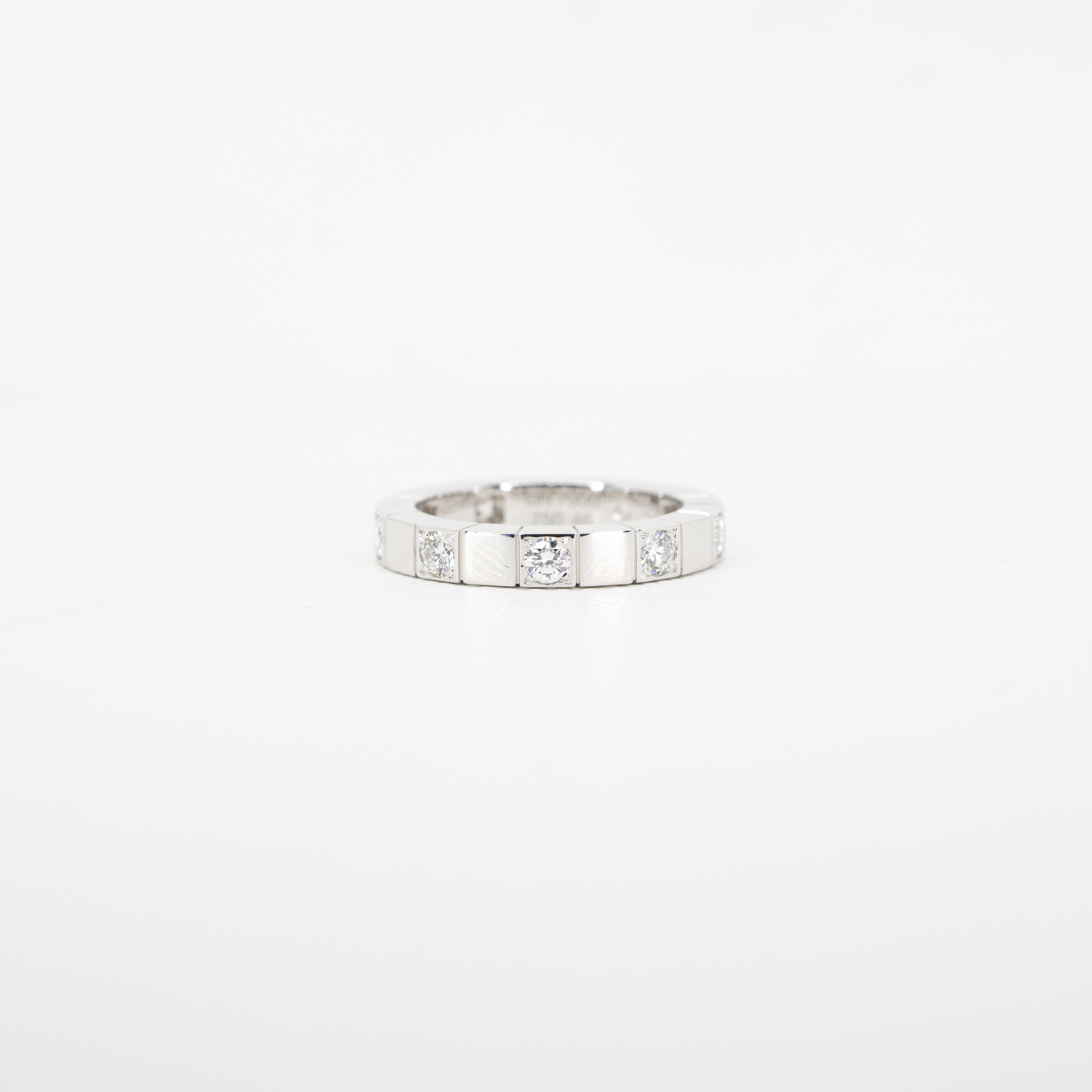 แหวน Cartier Lanieres with Half Diamond ทองขาว18K ไซส์ 46# (Used) +กล่อง
