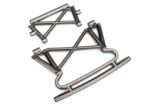 8535X Bumper, front/ bumper support (satin black chrome-plated)