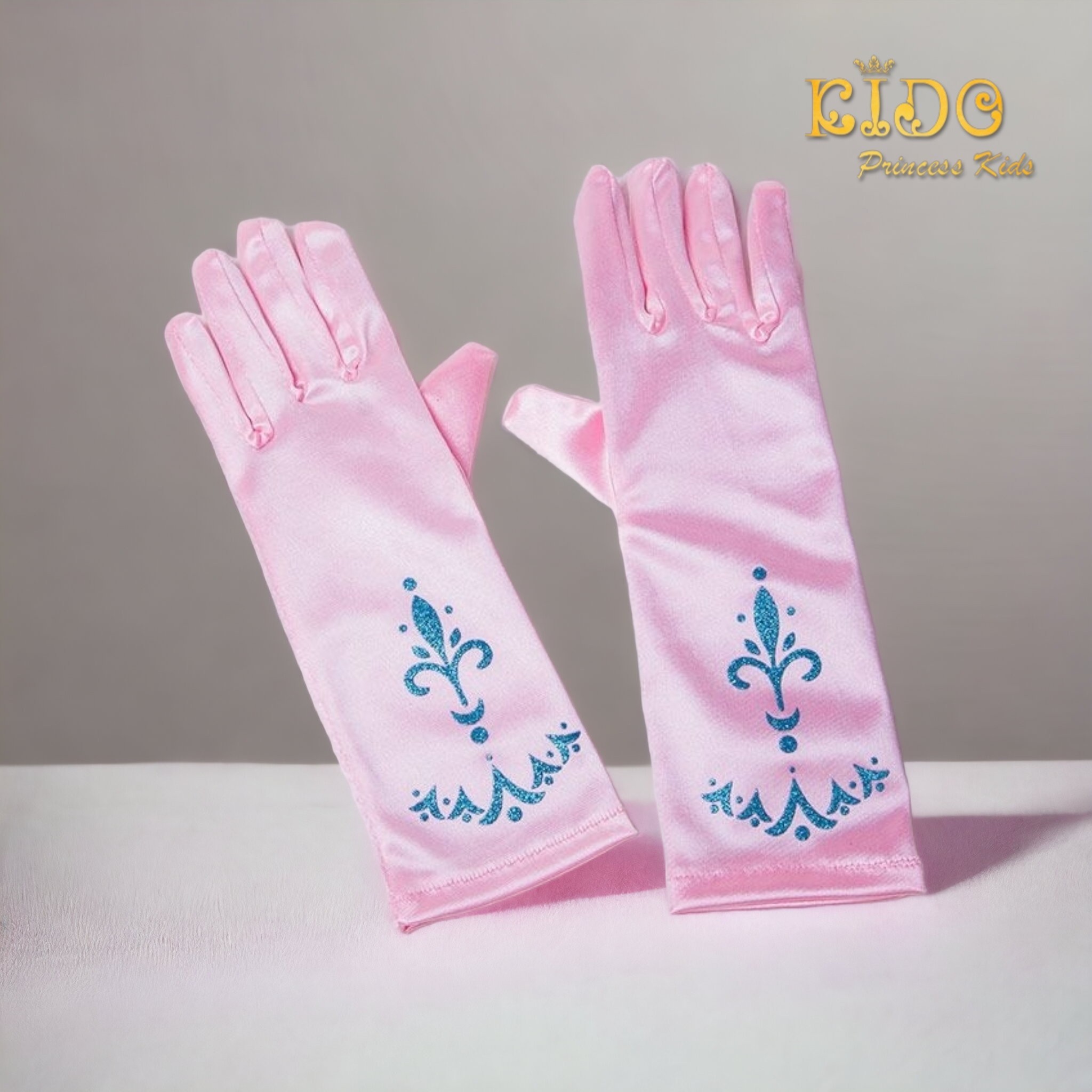 ถุงมือเด็ก(มีหน้าร้านอยู่รัชดา)GL008 สีชมพู ยาวมีลาย
