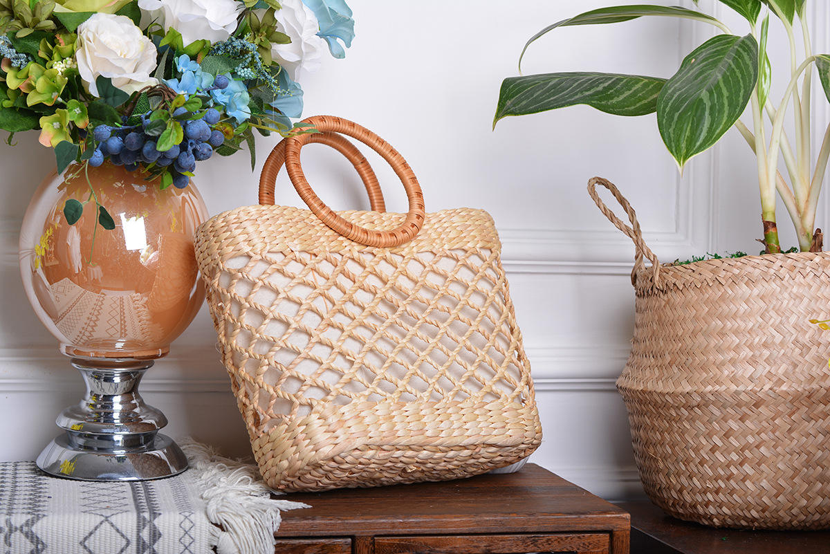 BSS601B : กระเป๋าสานผักตบชวา ราคาส่ง 12 ใบ