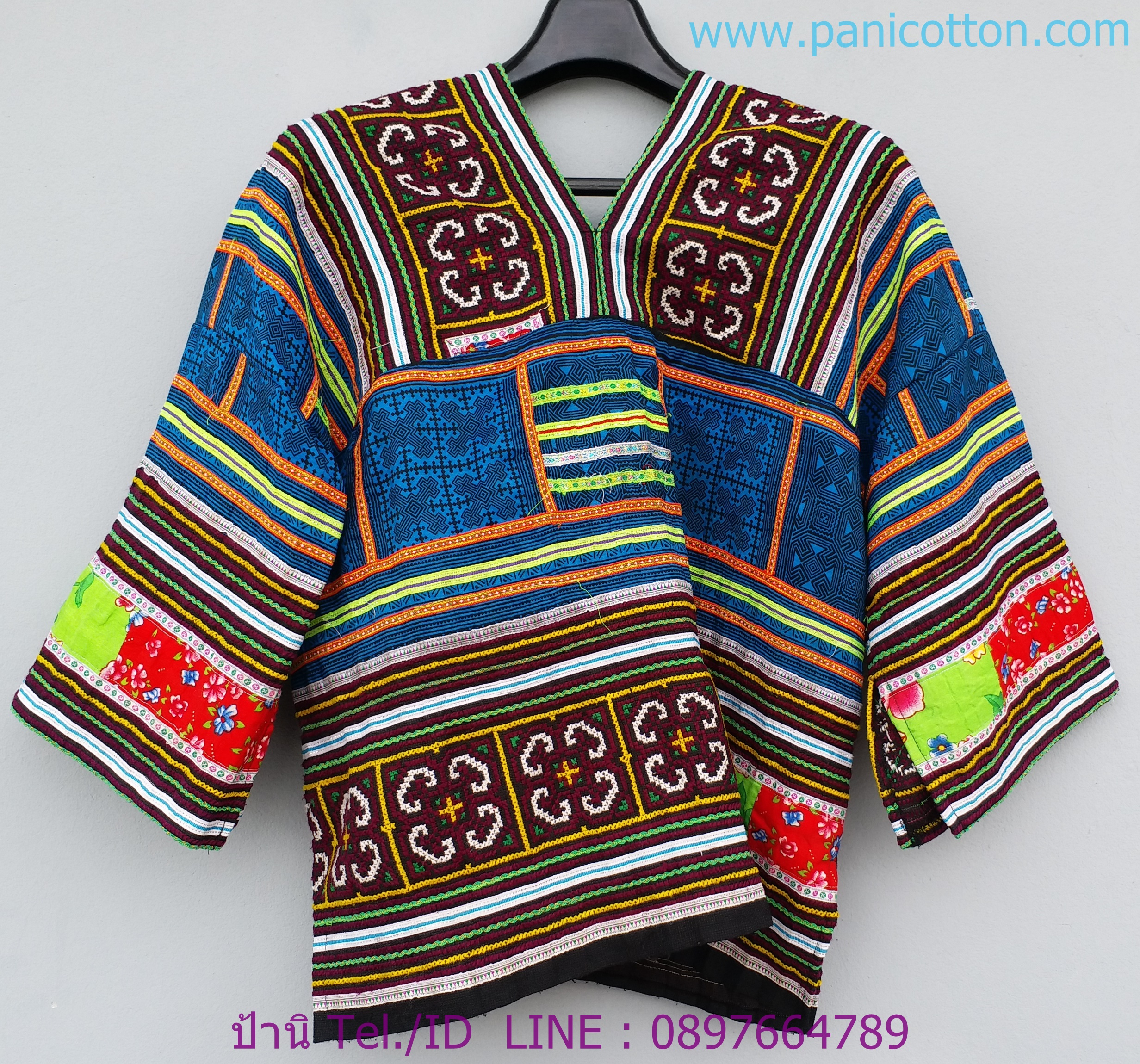 เสื้อแขน3ส่วน ลายชัด สีเปลือกมังคุด