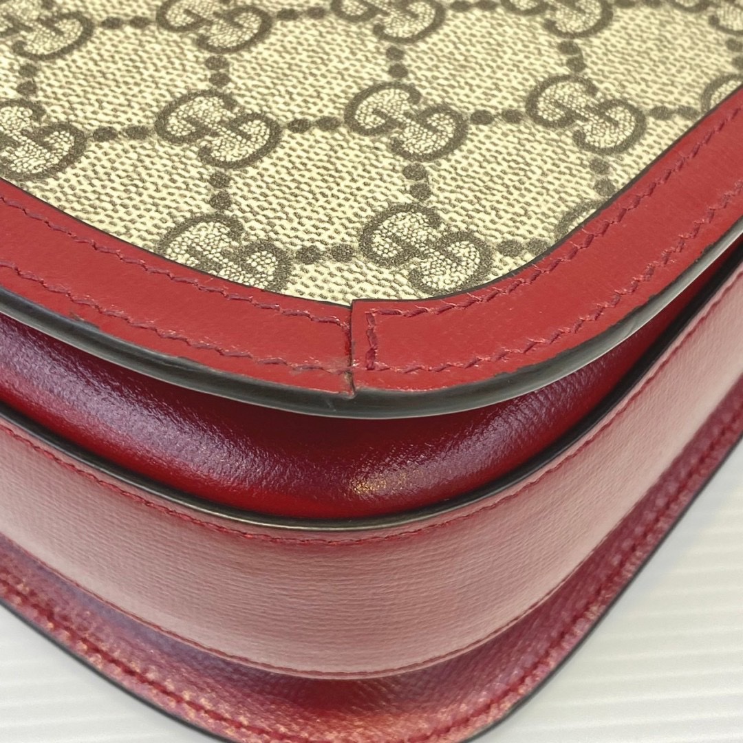 Gucci Horsebit 1995 มือสอง Shoulder Bag 'Beige/New Cherry Red แดง