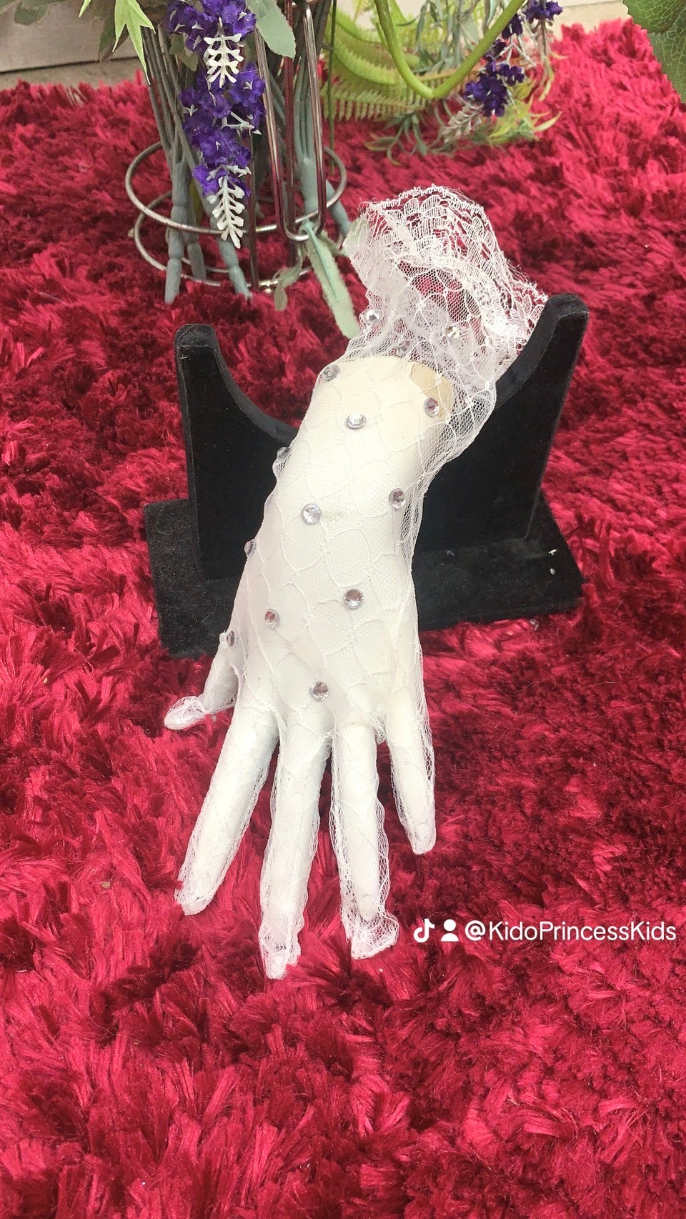 sถุงมือเด็ก(มีหน้าร้านอยู่รัชดา)GL029 สีขาว ถุงมือตาข่ายเพชรยาว