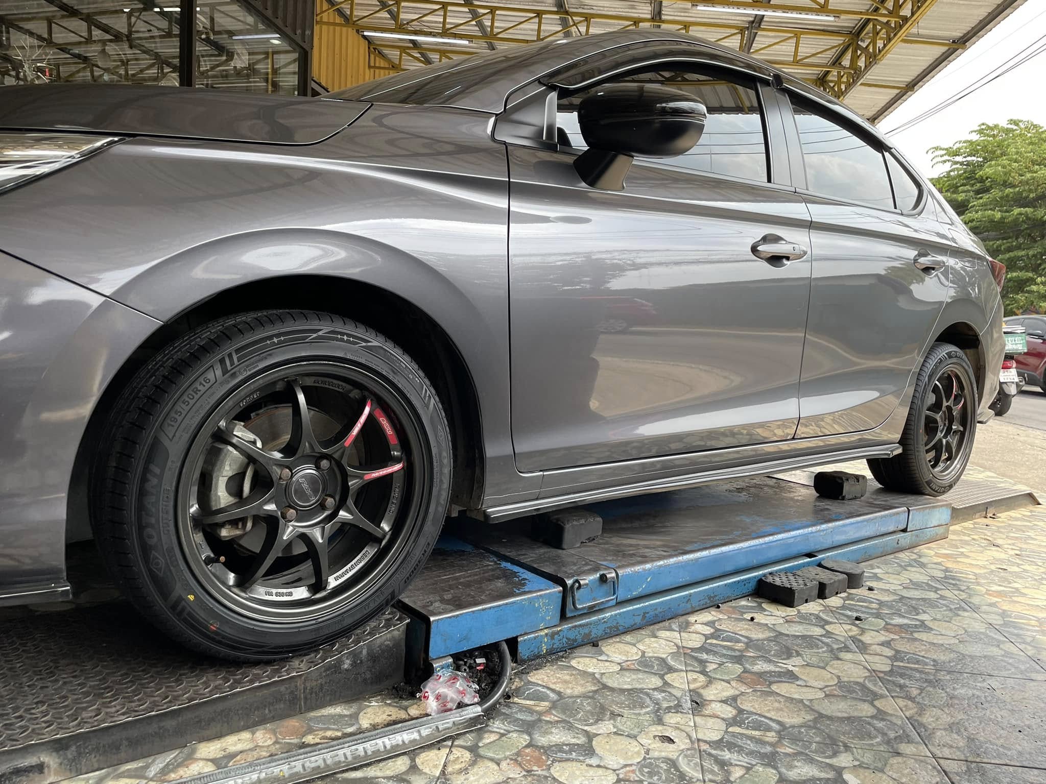 🚘 #HONDA_CITY🛞 เปลี่ยนยาง #OTANI #EK3000 195/50R16 #บริการตั้งศูนย์ล้อ🛞