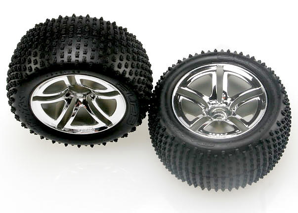 5572R Tires & wheels, assembled, glued (2.8") (Twin-Spoke wheels, Aliastires,foaminserts)(nitrorear)(2)