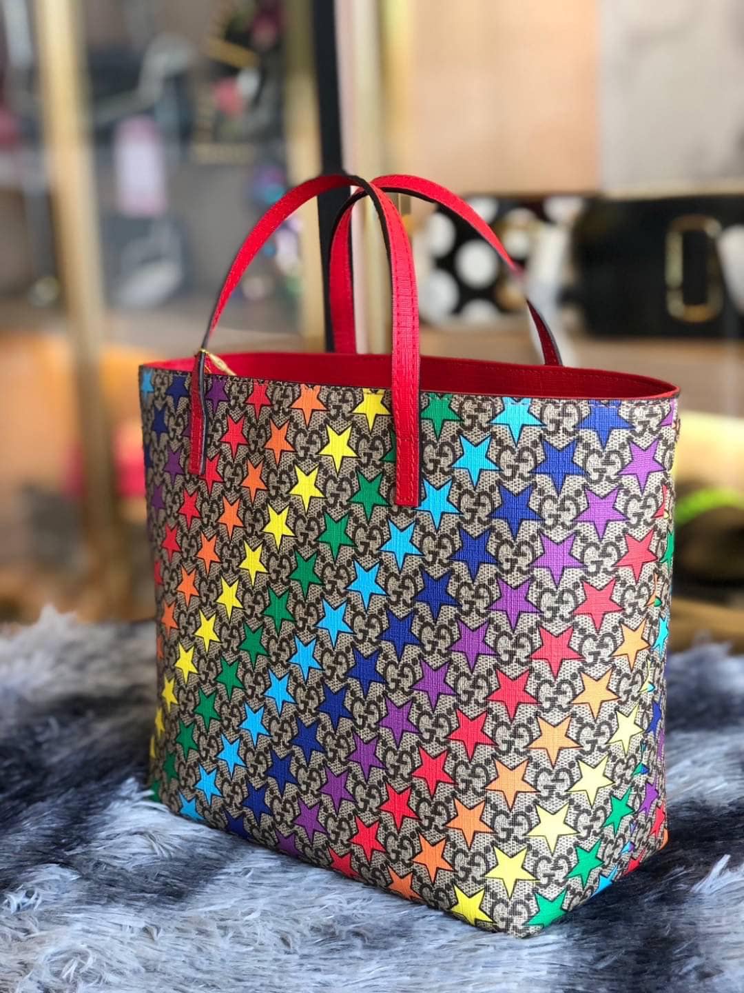 กระเป๋าGucci Rainbow Stars mini Tote Handbag Bag