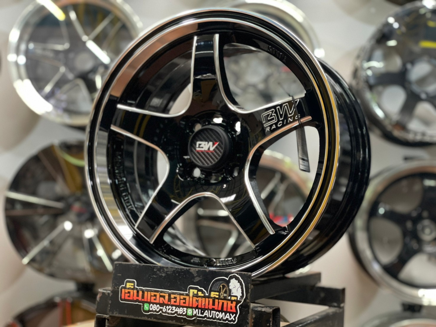 ล้อแม็กซ์ขอบ15 Brightwheels BW-63 ขอบ15 กว้าง7 ออฟ38 4รู100 สีดำขอบเงา(LP/B)