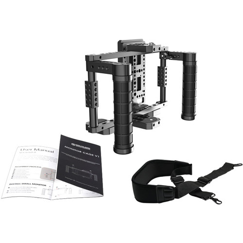 Hollyland Monitor Cage with Rubber Handgrips for 5 to 9" Monitors (Gold Mount)