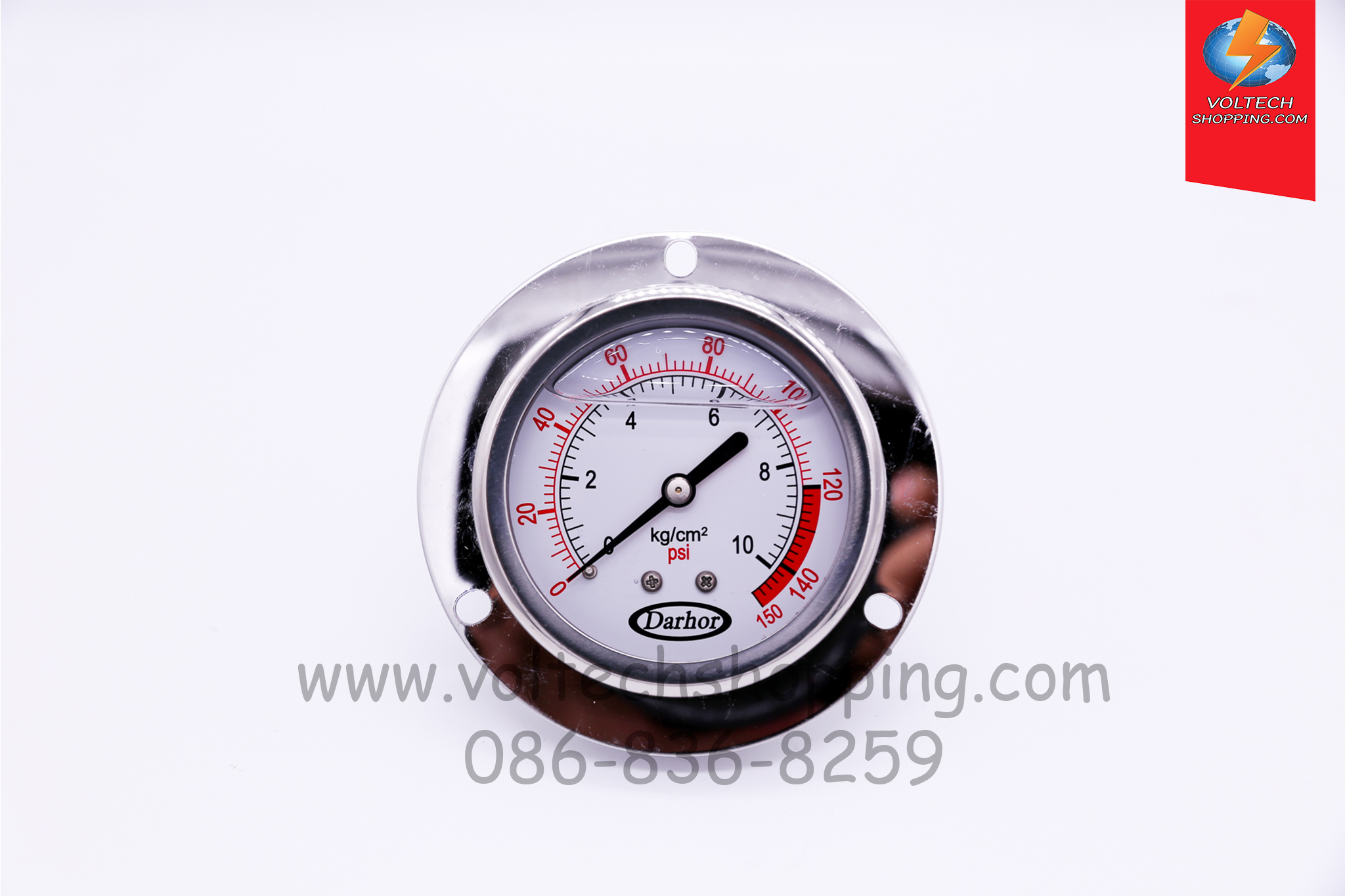 Oil Filled Pressure Gauge ขนาด 2-1/2" (ยึดหน้าตู้, เกลียวออกด้านหลัง)